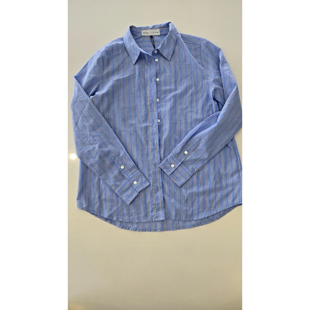 Lefties Blue Striped Oversized Button Down Shirt Women’s Size S Long Sleeve NWT